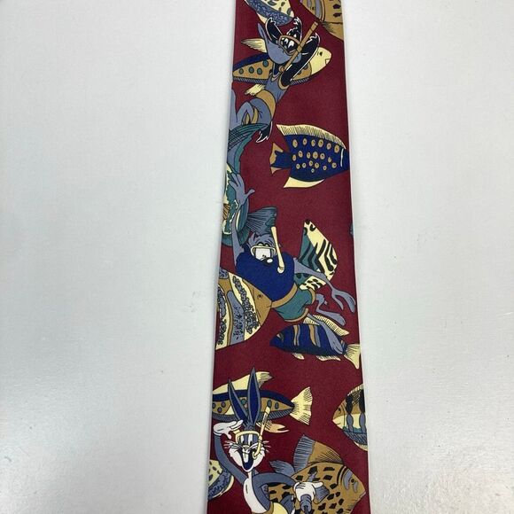 Rene Chagal 100% Silk Hand Made Necktie Tie Looney Tunes Bugs Bunny Daffy Tweety - Picture 3 of 8